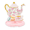 6 Pack Floral Teapot Honeycomb Decorations for Kids Birthday, Garden Tea Party Centerpieces for Tables (9.8 x 11 In)