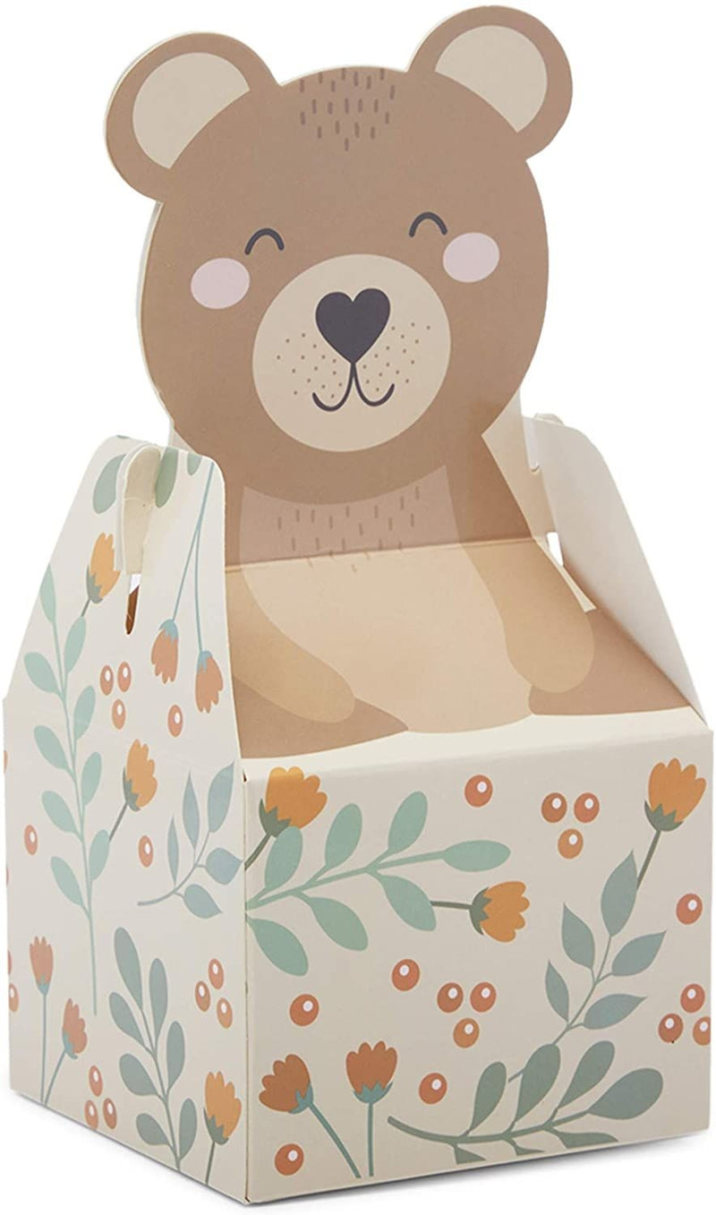 Serves 24 Teddy Bear Themed Baby Shower Party Supplies with Hat, Banner, Tablecloth, Treat Boxes, Paper Plates, Napkins, Cups
