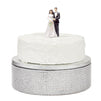 2 Piece Silver Foil Wedding Cake Stand with Rhinestones and 12 Inch Cake Drum, Dessert Holder for Centerpieces
