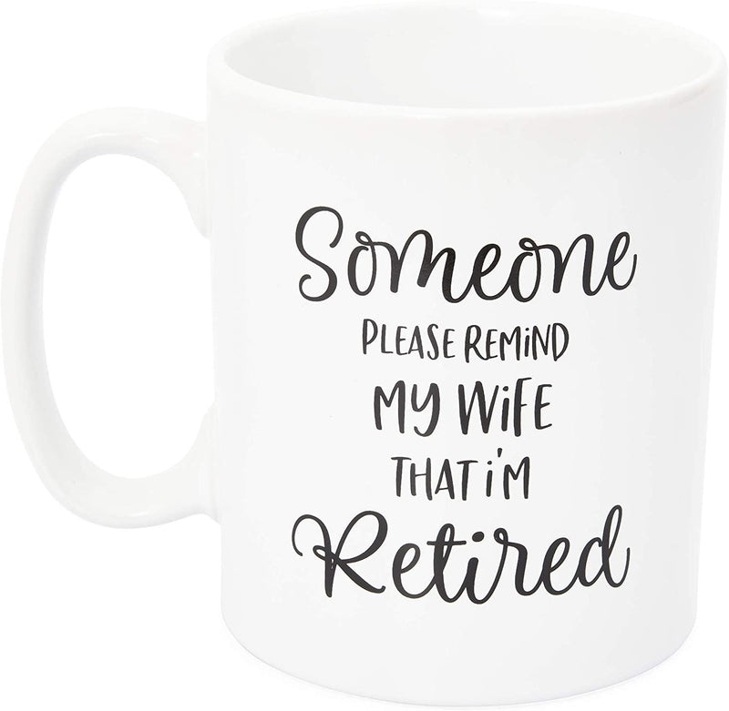 Funny Retirement Coffee Mugs, Gag Gift for Husband and Wife (2 Pack)