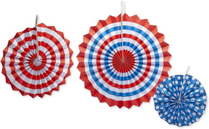 Patriotic USA Garland Set, Red, White and Blue Party Supplies (9 Pieces)