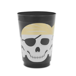 16 Pack Plastic Skull Themed Tumbler Cups for Kids Pirate Birthday Party Supplies (Black, 16 oz)