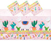 Plastic Tablecloth, Llama Birthday Party Supplies (54 x 108 in, 3-Pack)