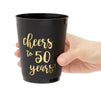 16 Pack Cheers to 50 Years Plastic Party Cups - 50th Birthday Decorations for Men and Women, Anniversaries (Black, 16 oz)