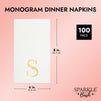 100 Pack Gold Foil Initial Letter S White Monogram Paper Napkins for Wedding Reception, Table Decorations (4 x 8 In)