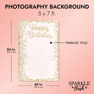 Pink and Gold Happy Birthday Photo Booth Custom Backdrop for Women (5 x 7 Feet)