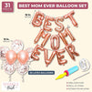 31 Piece Best Mom Ever Rose Gold Foil Balloon Set for Mother’s Day Decorations