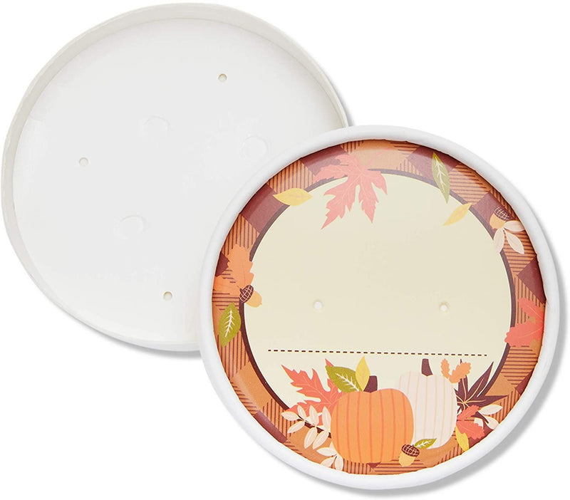 Thanksgiving Soup Containers with Lids, Paper To-Go Cups (12 Ounces, 24 Pack)