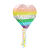 Pull String Rainbow Heart Pinata for Pastel Birthday Party Decorations (Small, 15.7 x 13 x 3 In)