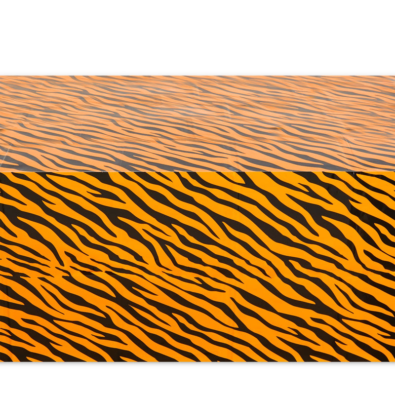 Tiger Print Tablecloths for Jungle Safari Birthday Party (54 x 108 In, 4 Pack)