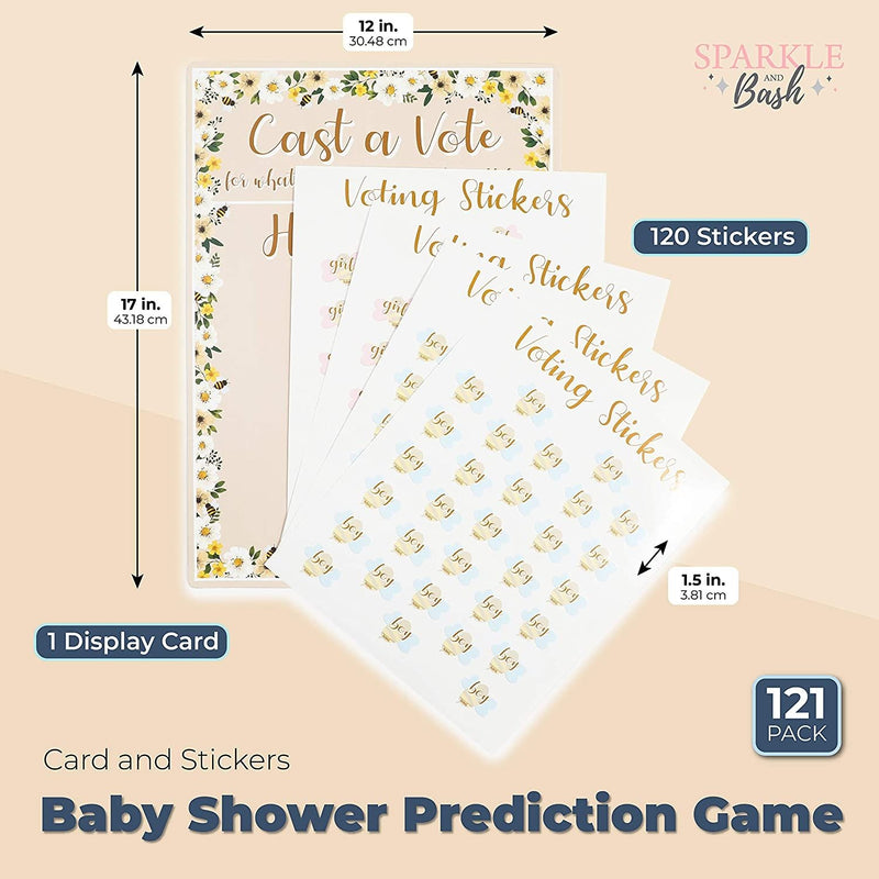 Gender Reveal Party Game, Cast Your Vote Board with Stand & 120 Boy or Girl Voting Stickers for Baby Shower