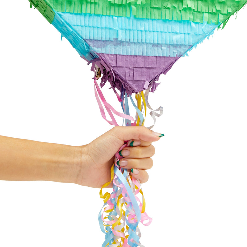 Pull String Rainbow Heart Pinata for Pastel Birthday Party Decorations (Small, 15.7 x 13 x 3 In)