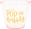 Plastic Wine Cups for Bridal Shower, Pop the Bubbly (9 oz, 50 Pack)