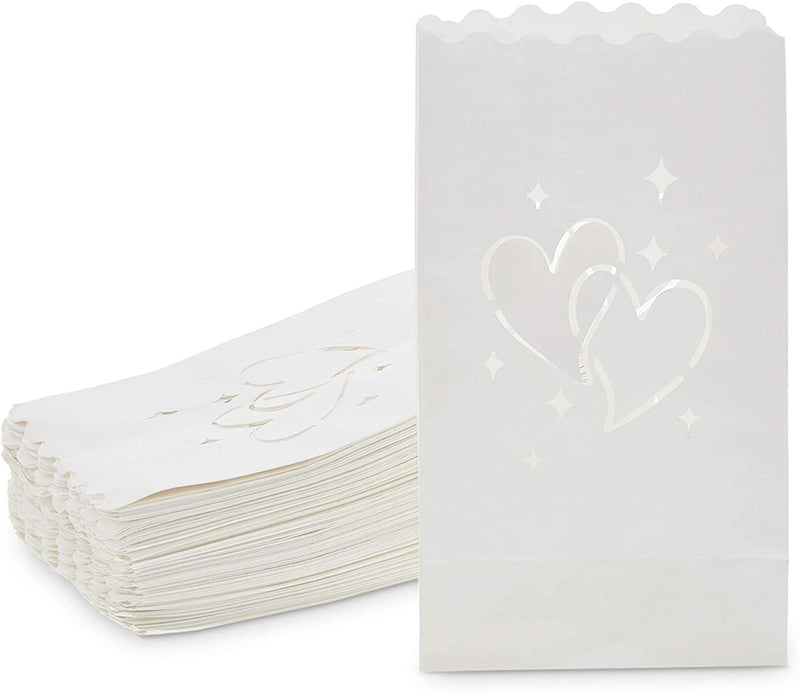White Luminary Bags for Weddings and Party Decor (10 x 5.9 x 3.5 in, 60 Pack)