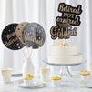 Happy Retirement Decorations Party Centerpieces, Black and Gold Stick Table Toppers, 5 Designs (30 Pieces)
