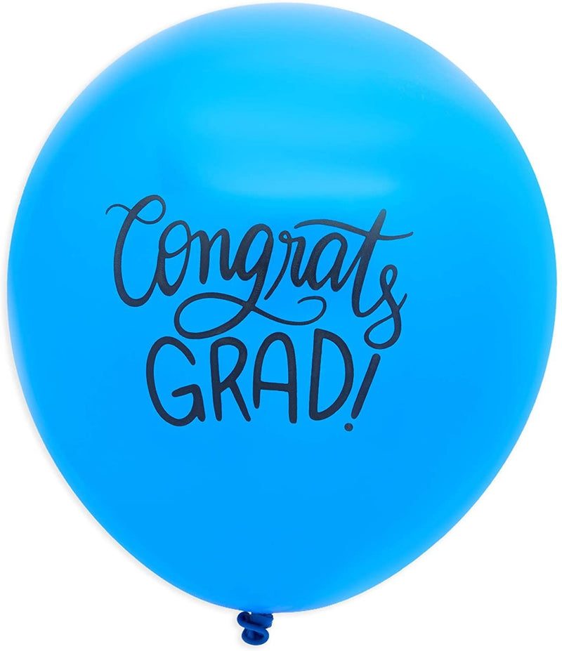 50 Pack Blue and White Graduation Latex Balloons 12 inch for Congrats Grad Party Decorations