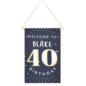 Personalized Birthday Welcome Sign for 40th Birthday Party with Stickers (9.5 x 15.5 In)