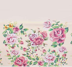 3 Pack Floral Pink Rose Tablecloth, Plastic Table Cover for Wedding, Birthday Party Decorations (54 x 108 in)