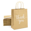 50 Pack Medium Brown Thank You Bags with Handles for Boutique, Small Business (10 x 8 x 4 In)