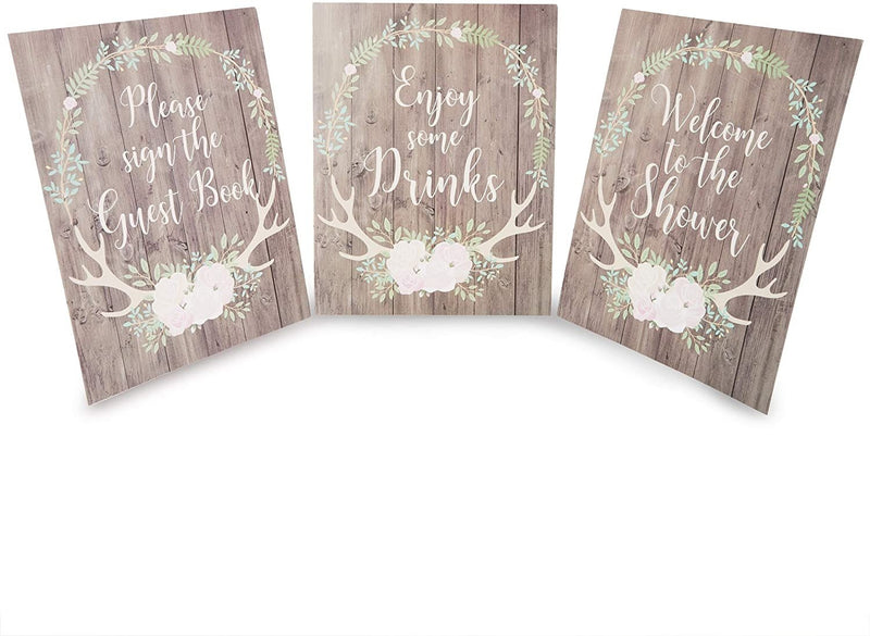 Sparkle and Bash Rustic Baby Shower Table Signs for Decorations (8.5 x 11 in, 6 Pack)