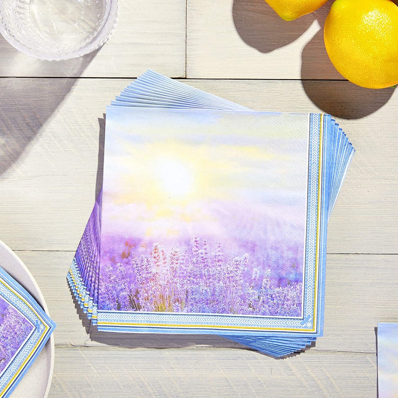 Sunset Paper Napkins (Lavender, 6.5 x 6.5 In, 150 Pack)