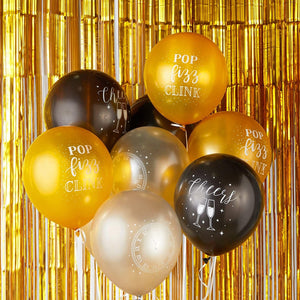 96 Pcs Happy New Year's Eve Latex Balloons NYE Party Supplies Decorations, 3 Colors, 12"