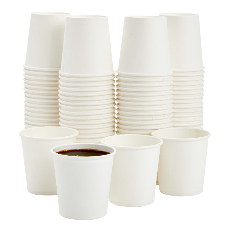 100 Pack Disposable Mini Paper Cups for Espresso, Mouthwash, Tea, Coffee (4oz, White)