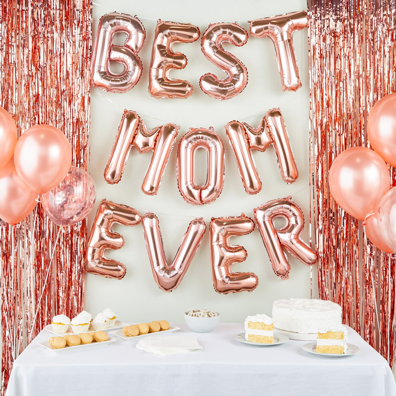 31 Piece Best Mom Ever Rose Gold Foil Balloon Set for Mother’s Day Decorations